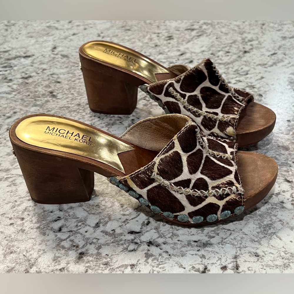 Womens Michael Kors Heels Animal Giraffe Print Shoes Size 7